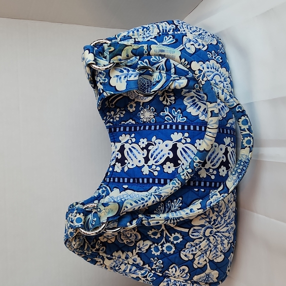 Vera Bradley Shoulder Bag Blue White Floral - Picture 6 of 16